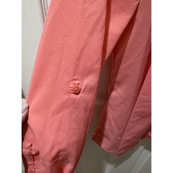 Banana Republic Tie Long Sleeve Blouse Top Salmon Petite XS - Picture 8 of 10